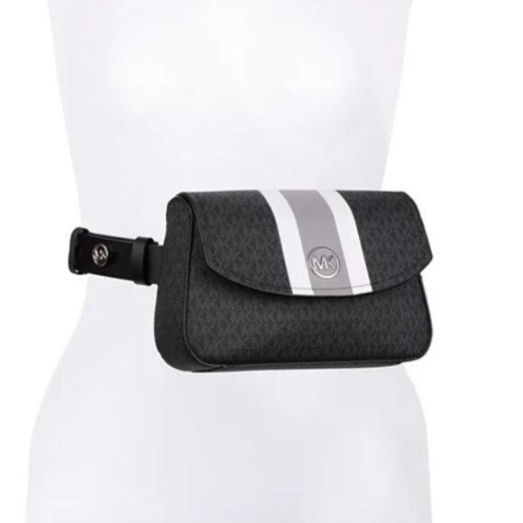 NEW Michael Kors Womans logo belt bag with strip Six Large/ XL and S/M Adj - Picture 2 of 5